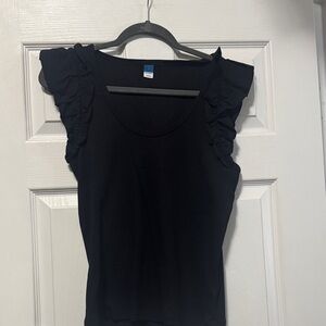 Old Navy Black Ruffle Sleeve Tank Top
